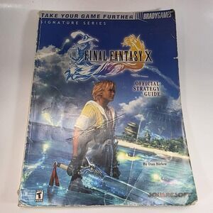 Final Fantasy X Official Strategy Guide BradyGames PS2 w Poster Used
